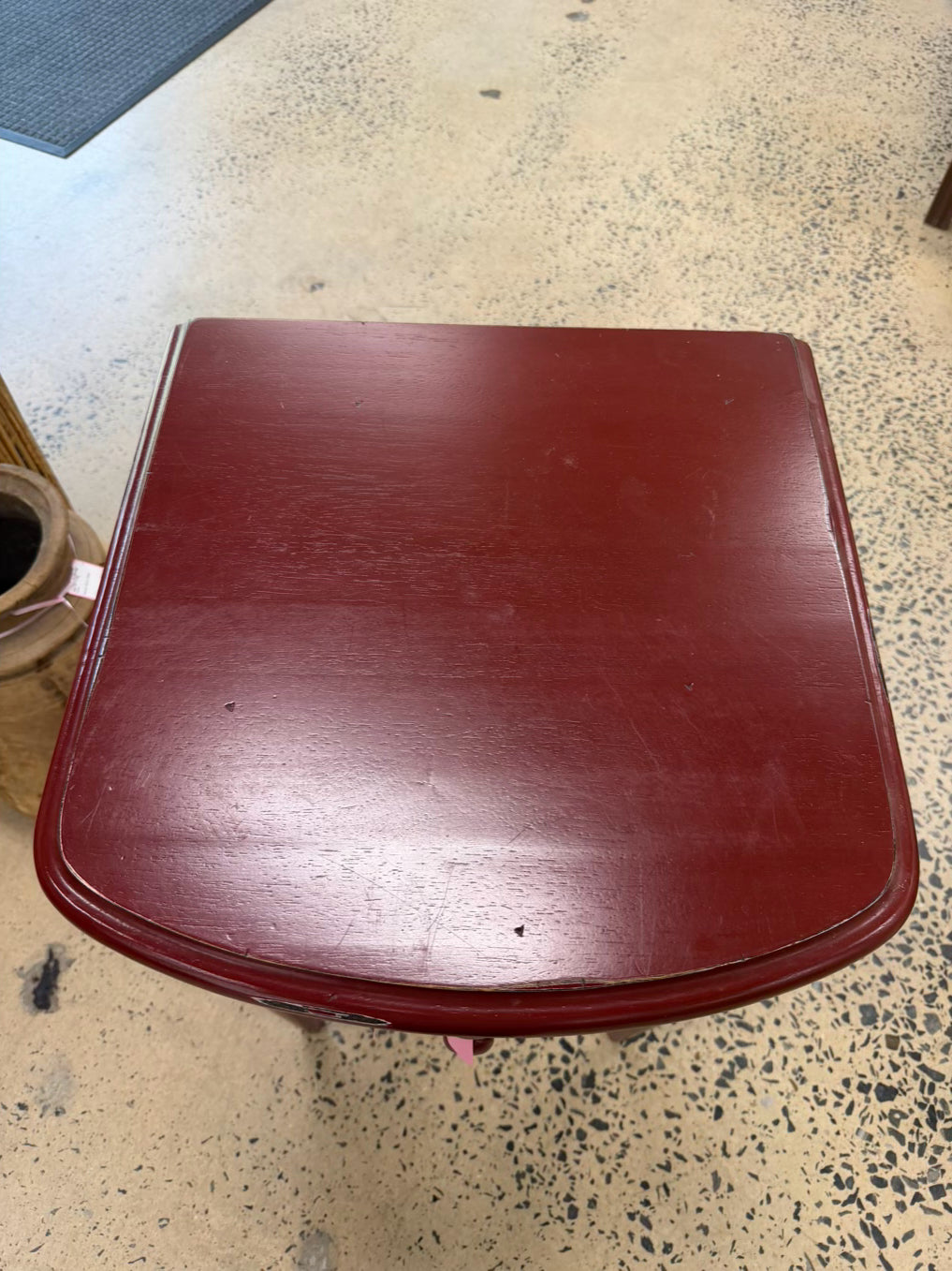 Red Wood End Table w/ Drawer