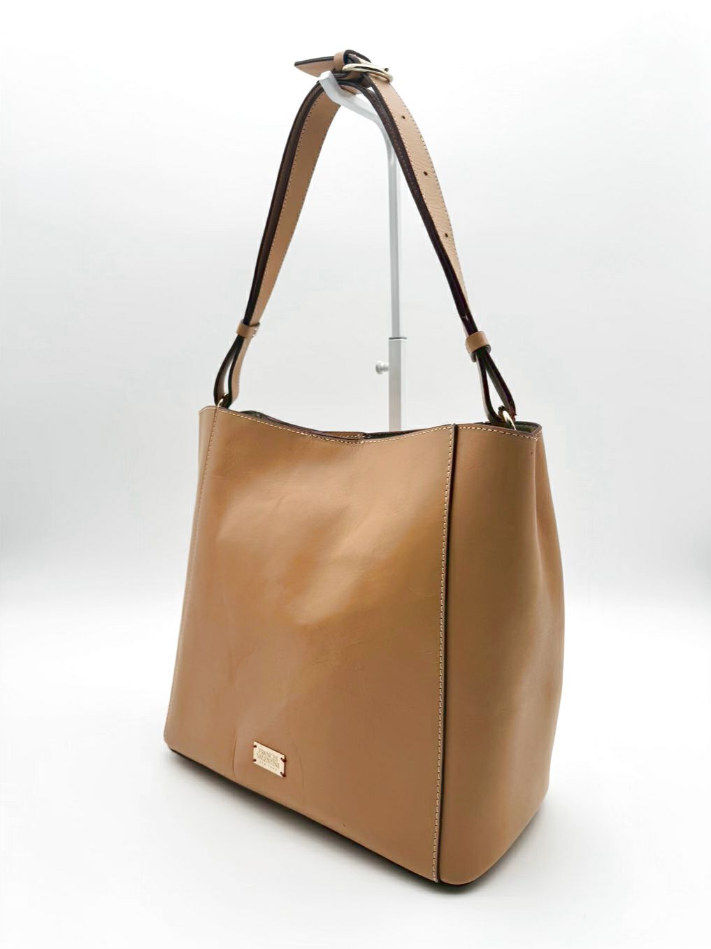 FRANCES VALENTINE Sand Leather Bucket Shoulder Bag