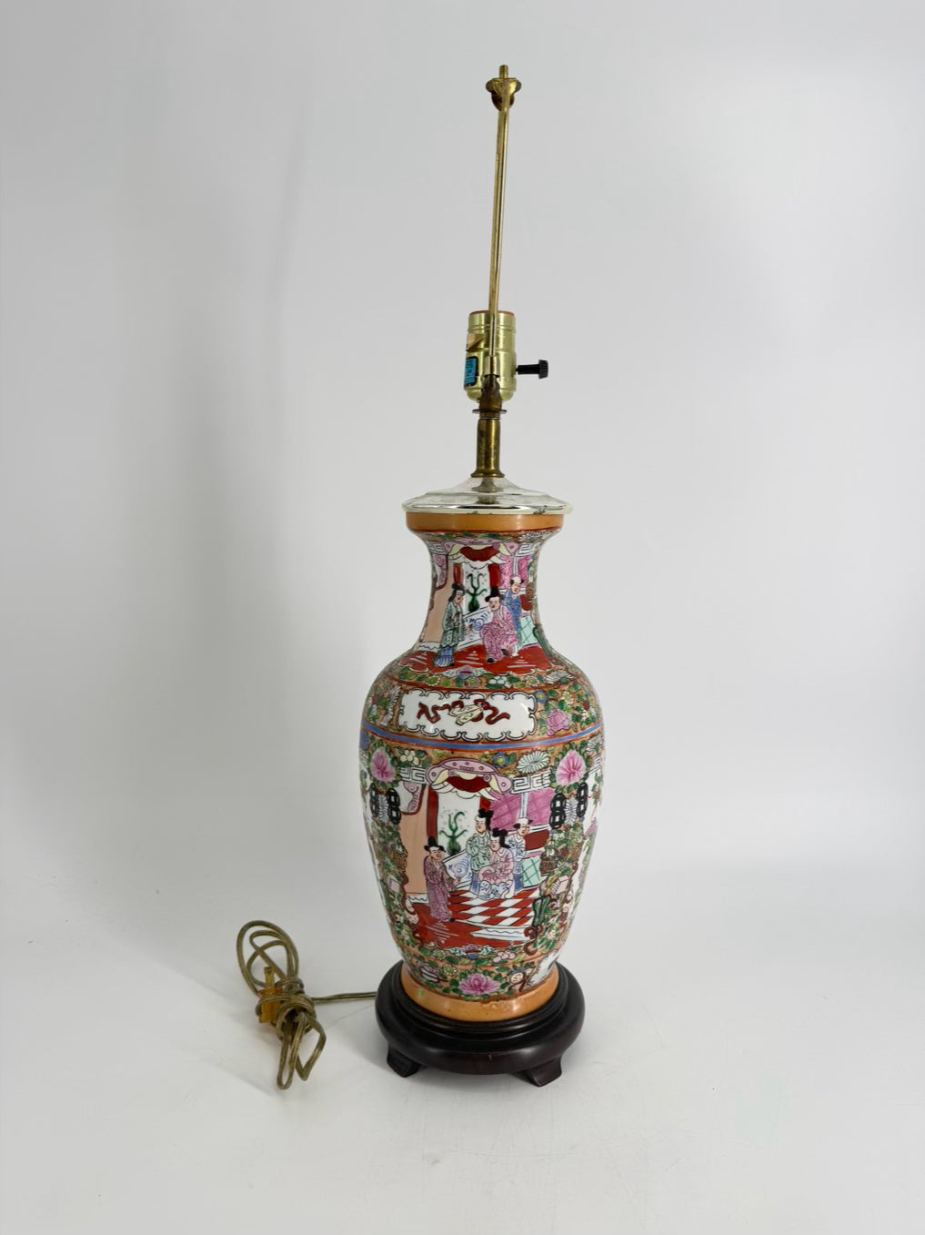 Pink, White & Green Porcelain Famille Rose Lamp