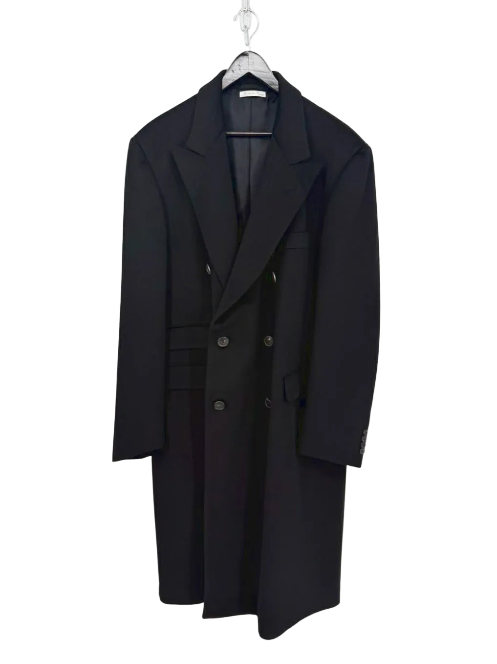 BARCELINO By BELVEST Men's Size 56 Black Wool & Cashmere Overcoat
