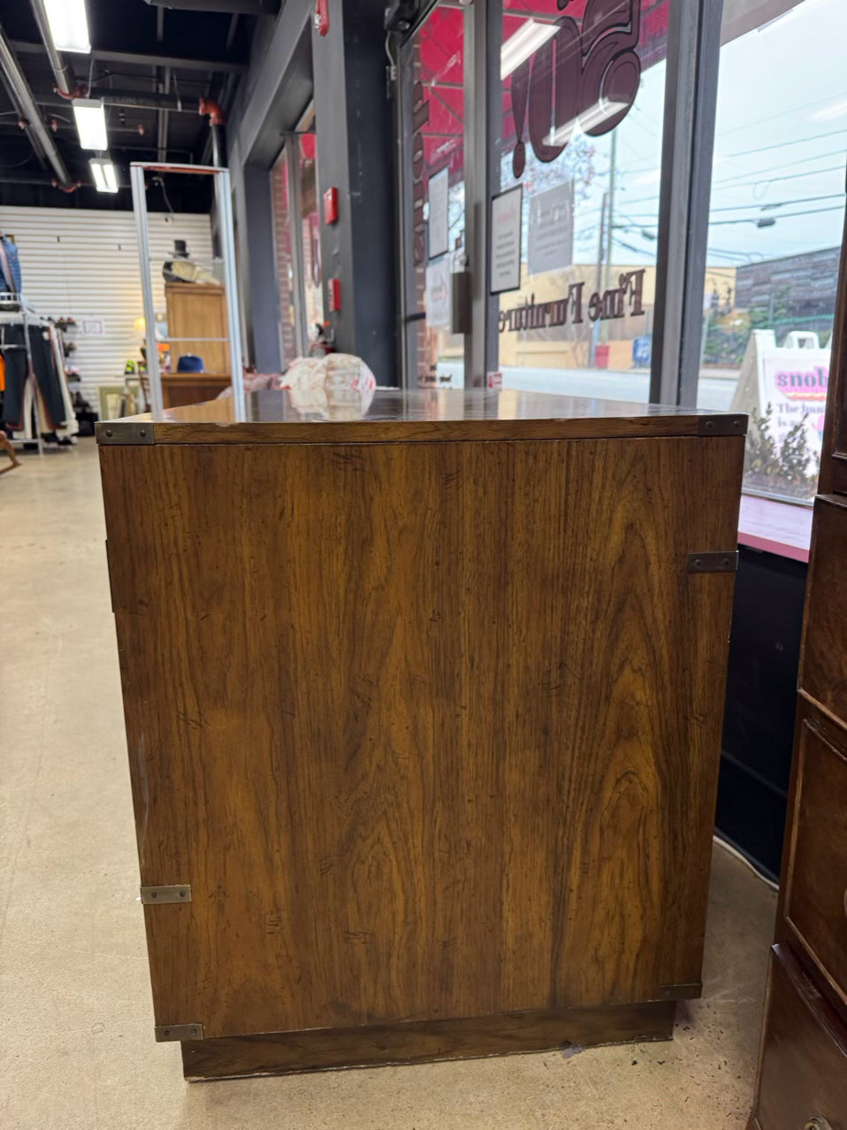 BERNHARDT Wood & Brass Campaign 9-Drawer Desk