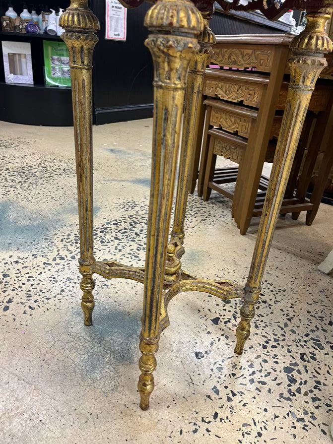 Green & Gold Wood & Marble Louis XV Round Gilded Occasional Table
