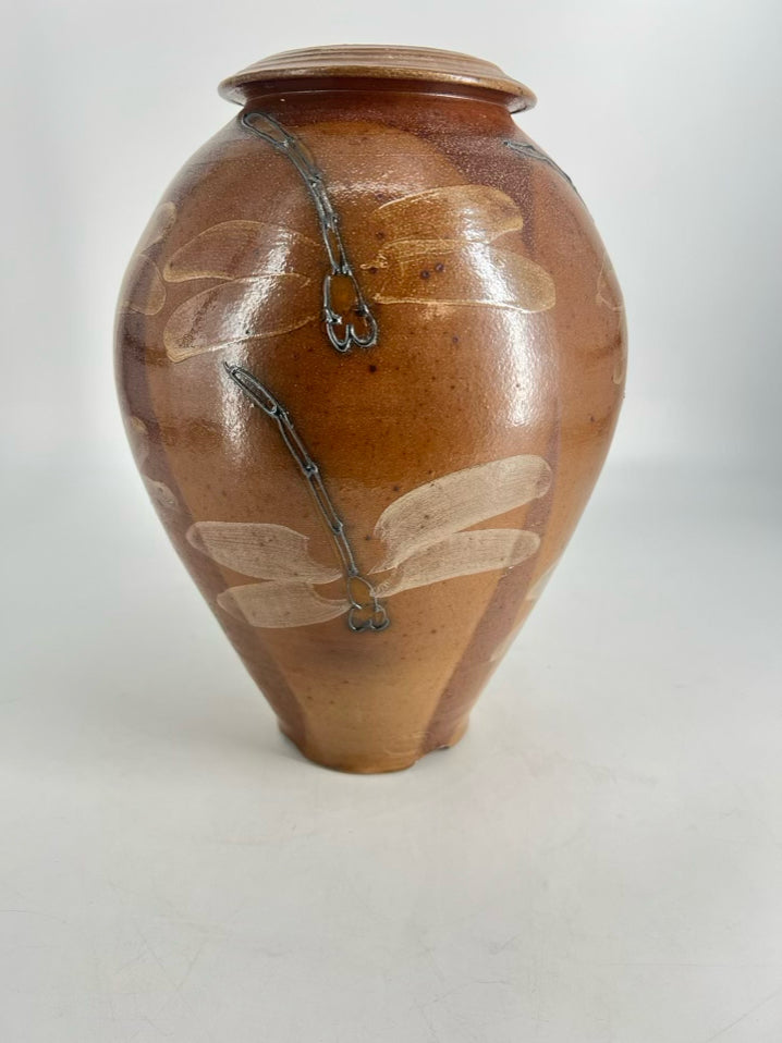 ROCK HARD Tan Stoneware Dragonfly Jar