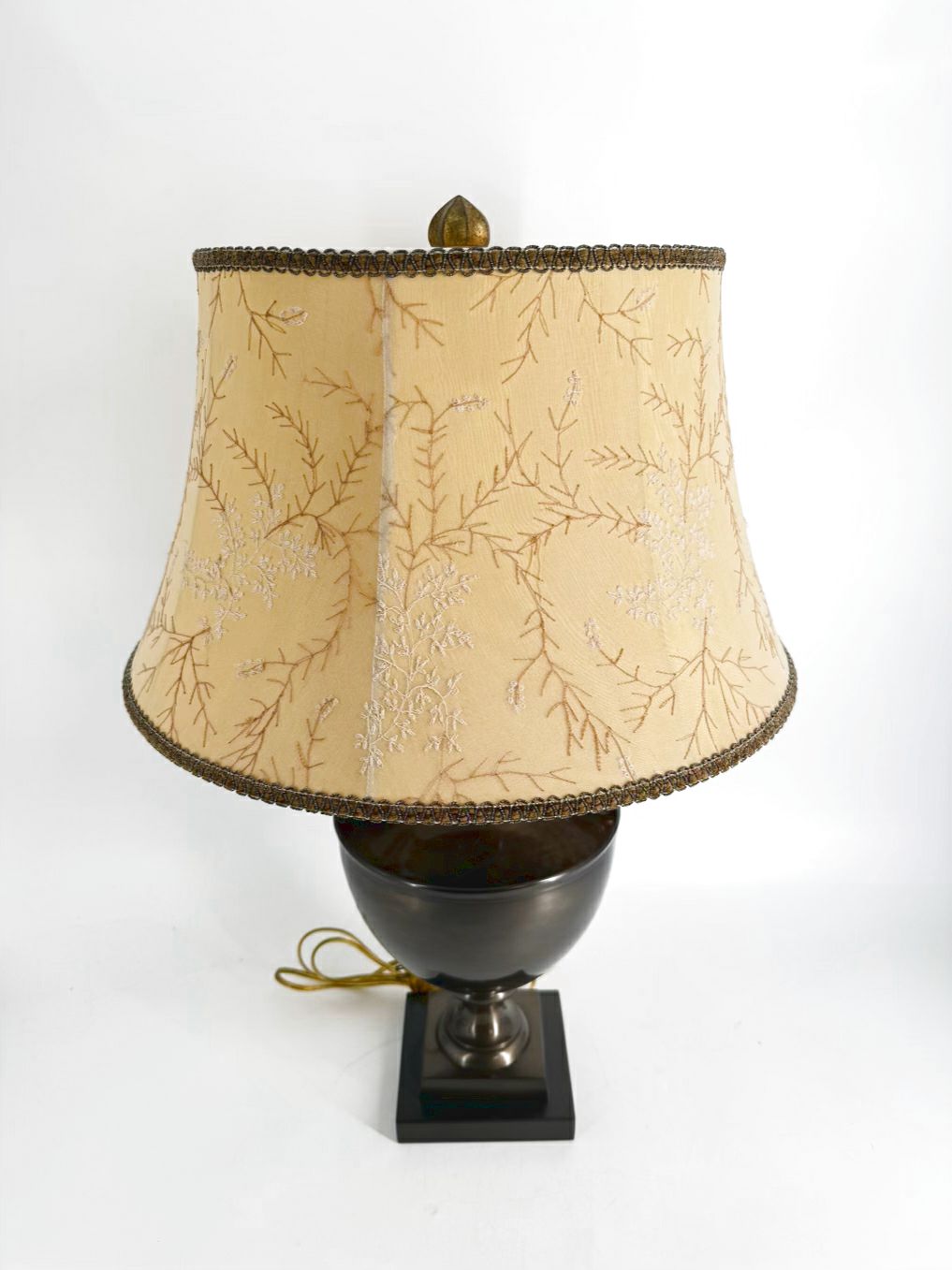 STONEGATE Bronze Metal Lamp w/ Fish Handle Detail & Shade