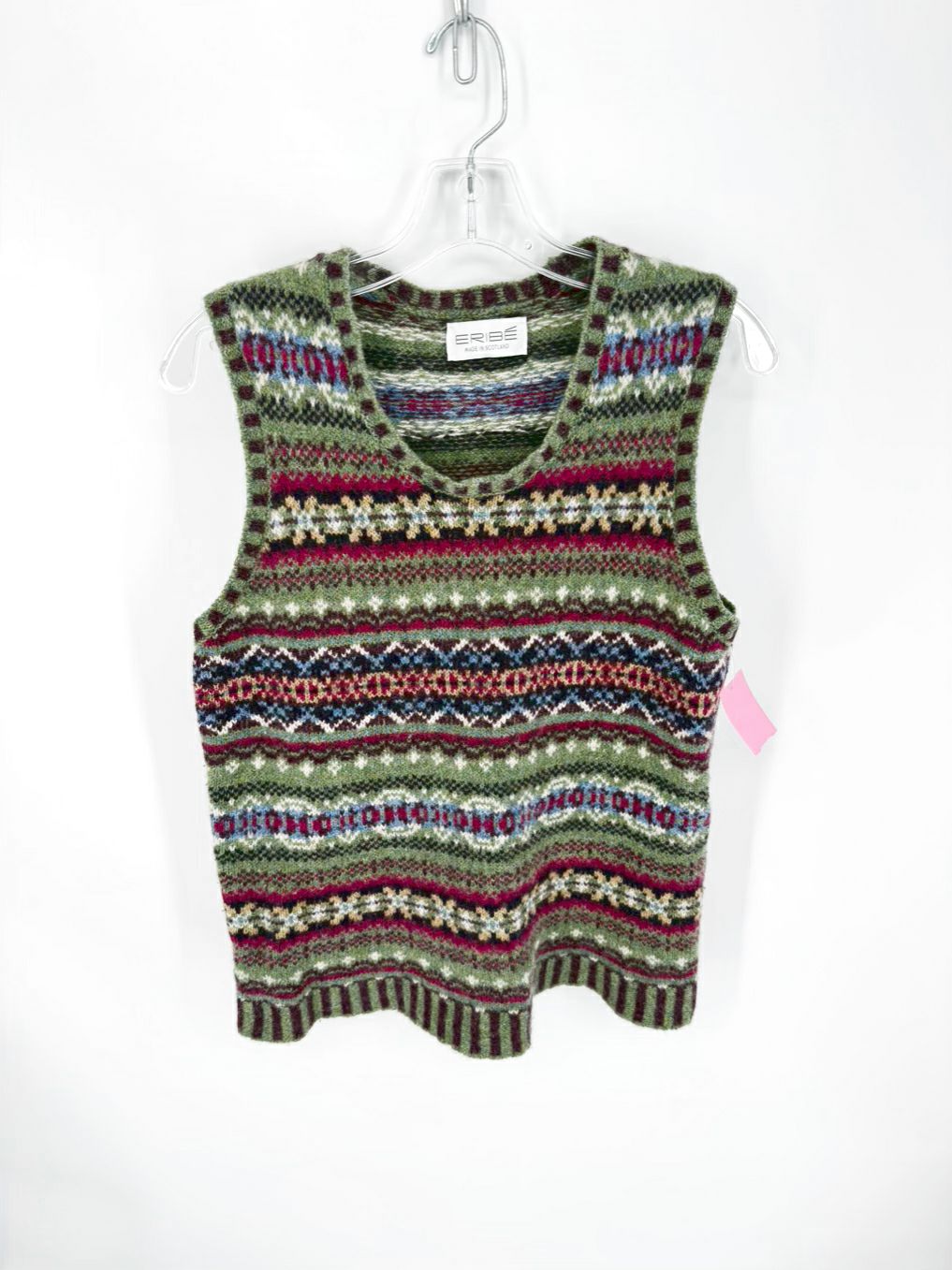 ERIBE Wmn's Size XL Green & Purple Wool Sweater Vest