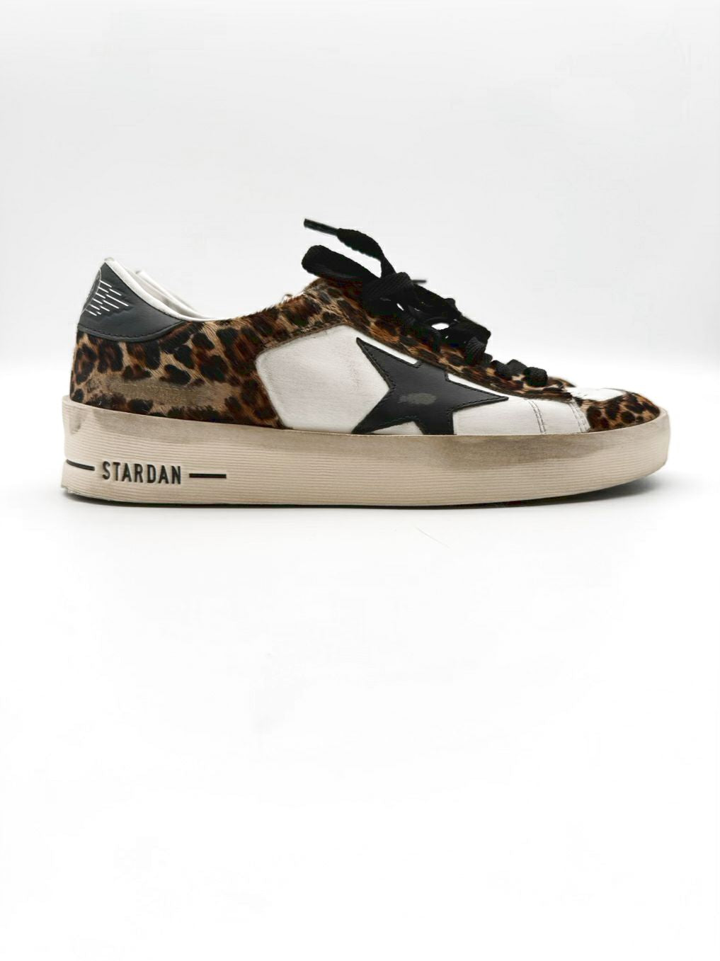 GOLDEN GOOSE WMNS Size 38 White & Brown Animal Print Sneakers