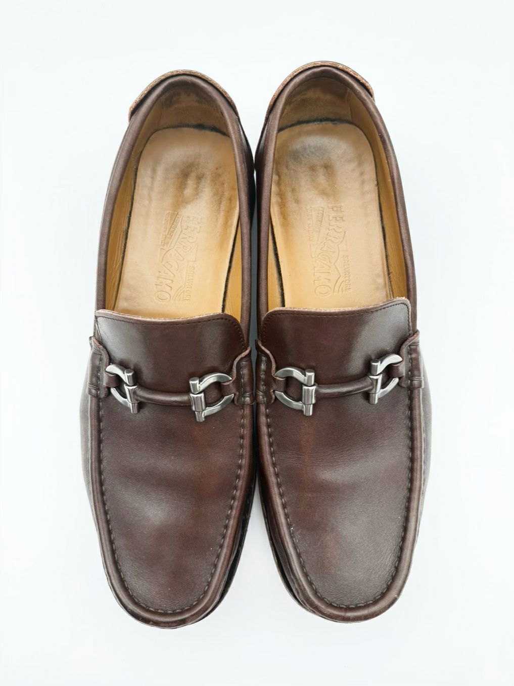 SALVATORE FERRAGAMO MENS Size 10.5 Chocolate Leather Loafers