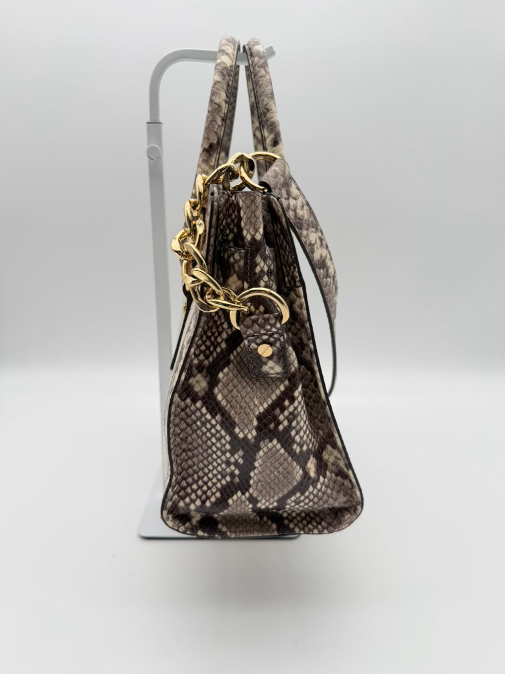 MICHAEL MICHAEL KORS Hamilton Taupe & White Animal Print Purse