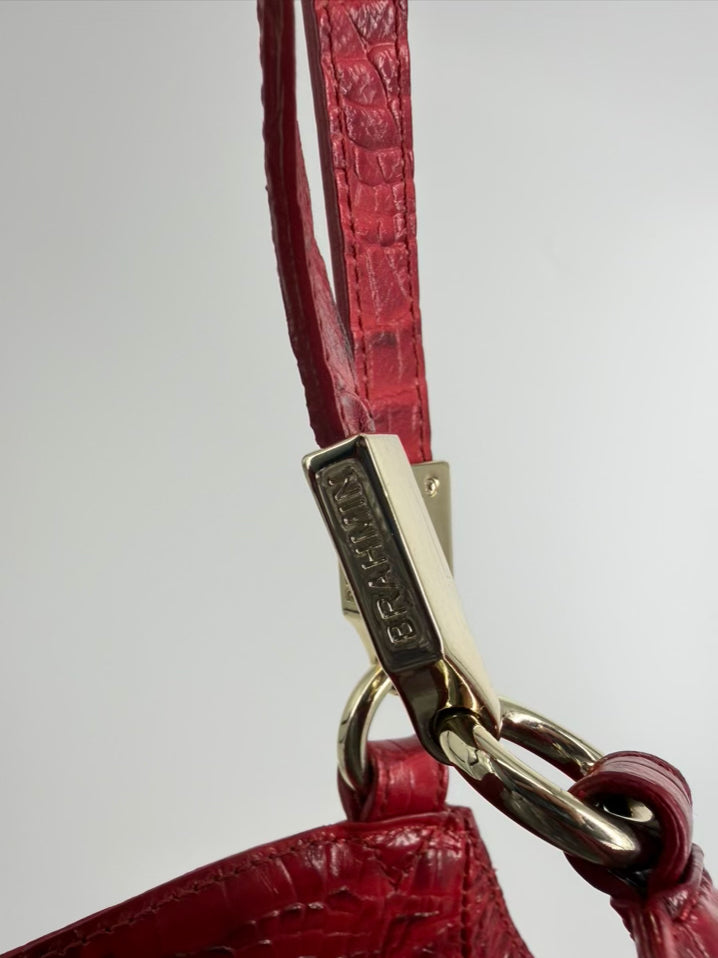 BRAHMIN Marianna Red Crocodile Embossed Melbourne Leather Tote