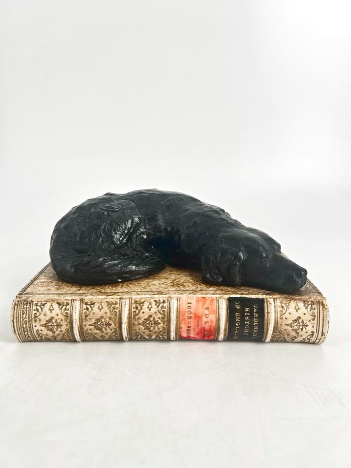 Black & Gold Resin Dog Book Paperweight