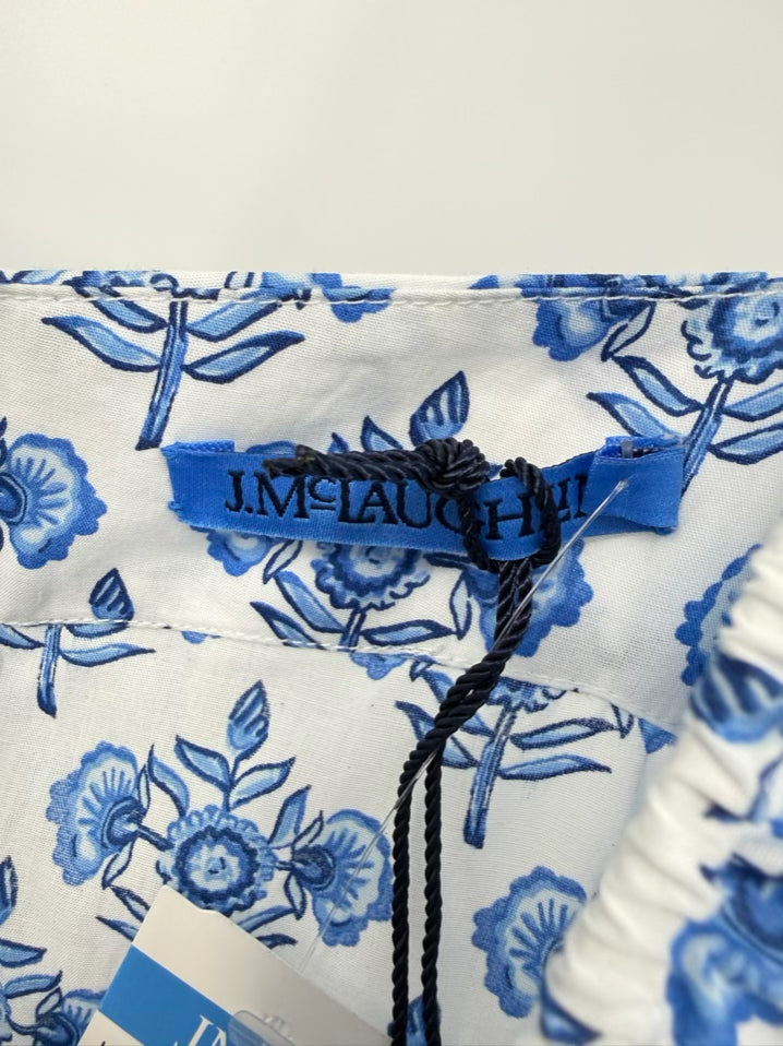 J MCLAUGHLIN Size M White & Blue Floral Maxi-Dress NWT