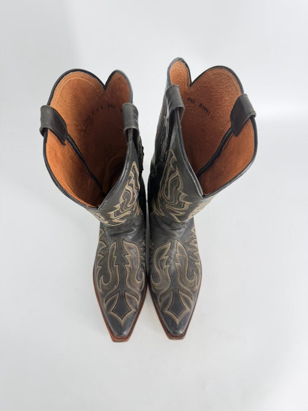 LUCHESSE Size Men's 9.5 Black & White Western Boots