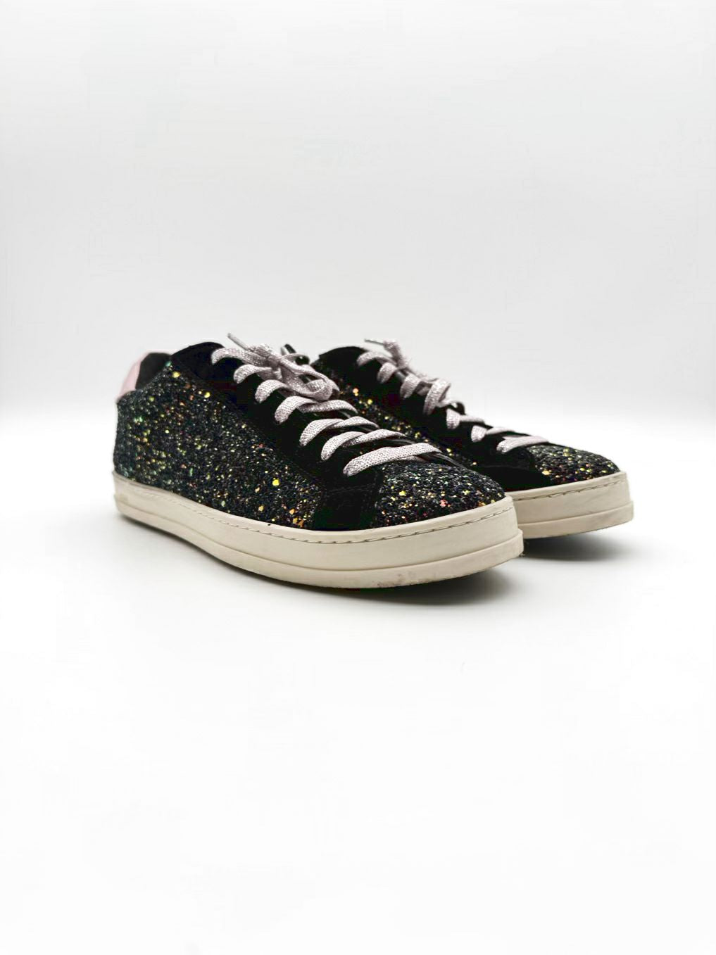 P448 WMNS Size 38 Black Sparkle Sneakers