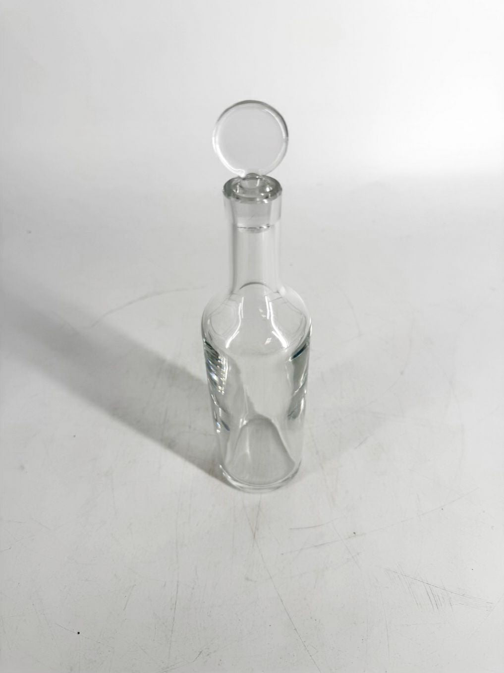 BACCARAT Clear Glass Bottle w/ Circular Stopper
