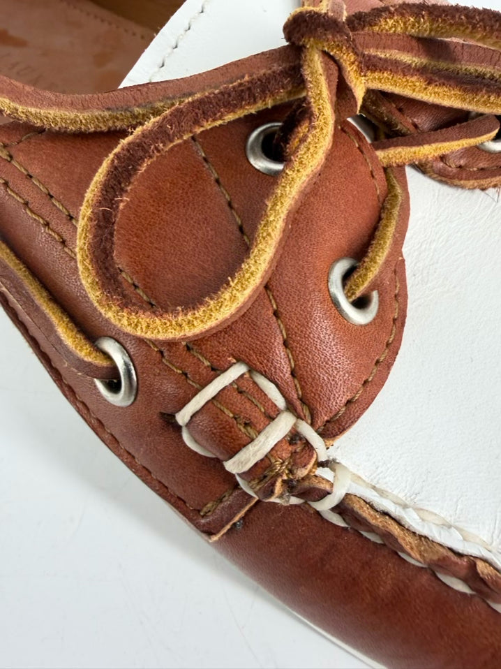 RALPH LAUREN Size 10 Cognac & White Leather Boat Shoes