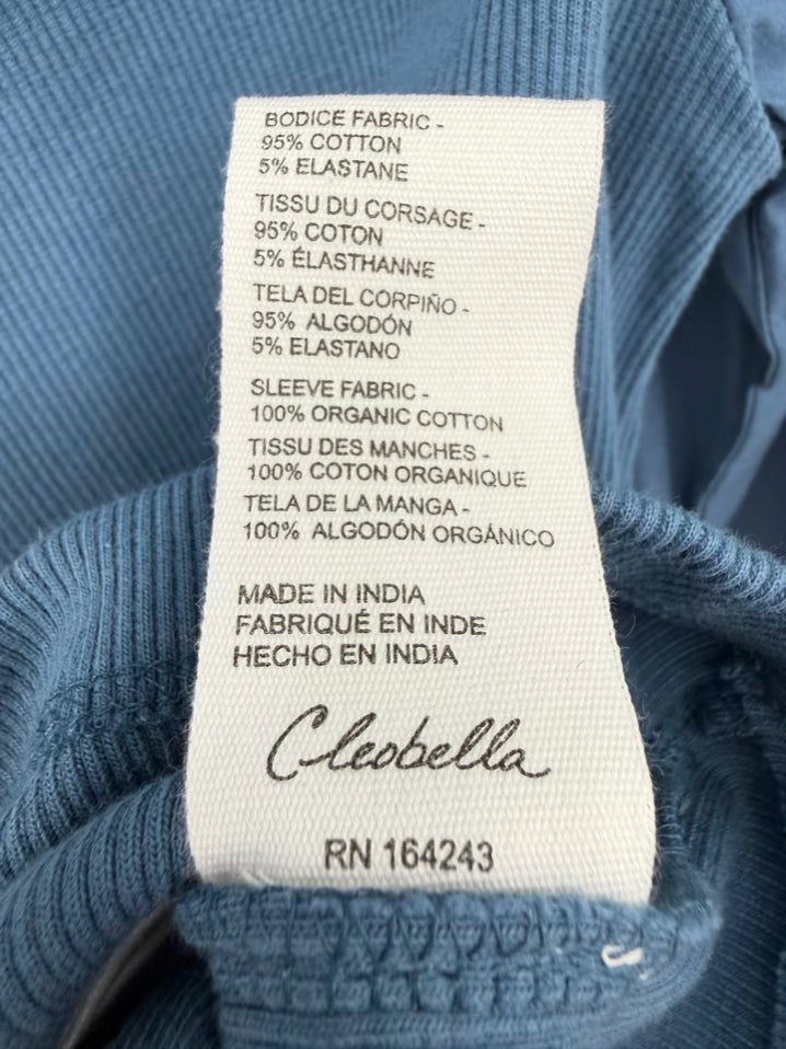 CLEOBELLA Wmn's Size M Blue Square Neck Long Sleeve Top NWT