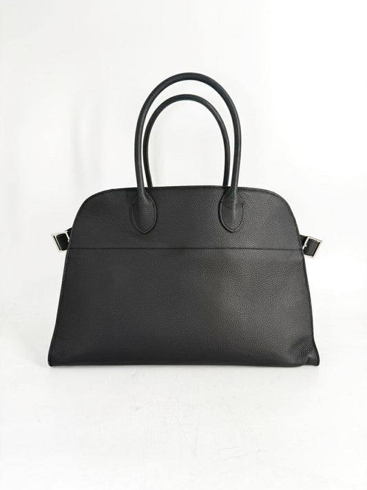 THE ROW Margaux 15 Bag Black Pebbled Leather w/ Silver Hardware