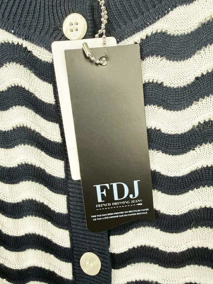 FDJ Size L Navy & Cream Cardigan NWT