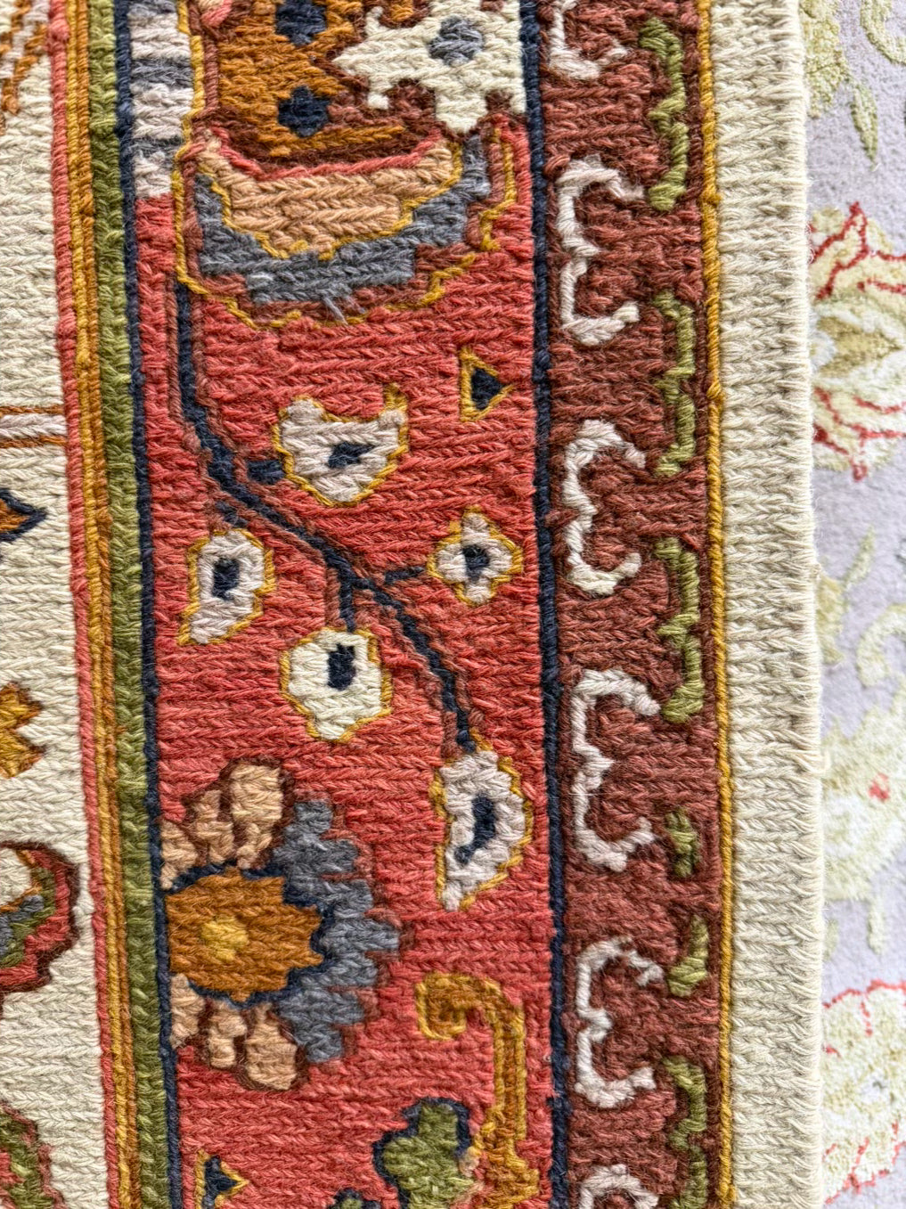 Soumak Rust, Cream, Blue & Green Area Rug