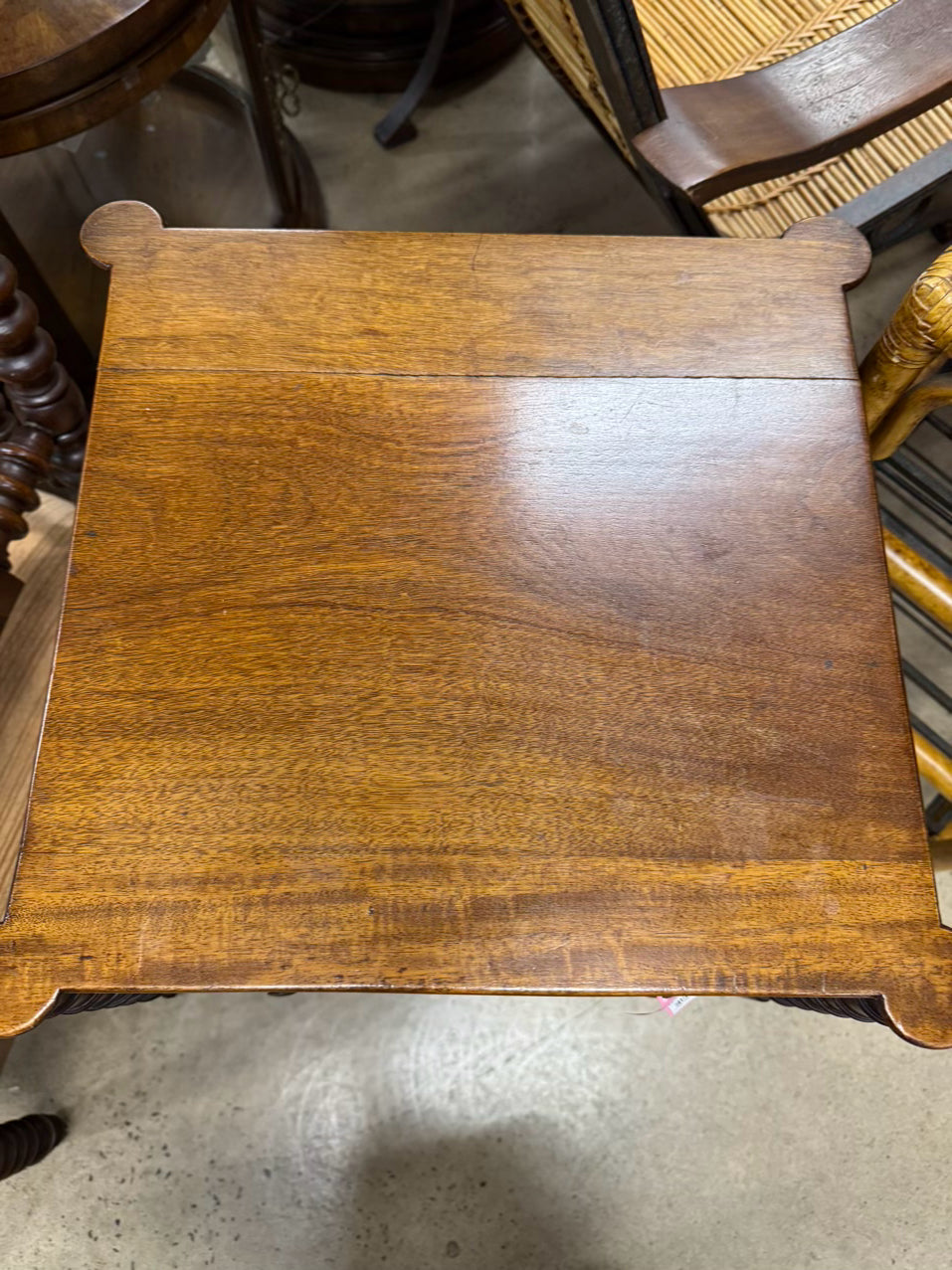 ANTIQUE Wood Sheraton 2-Drawer Side Table