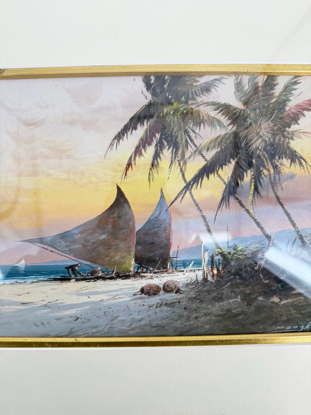MANZKE Coastal Landscape Painting in Gold Frame