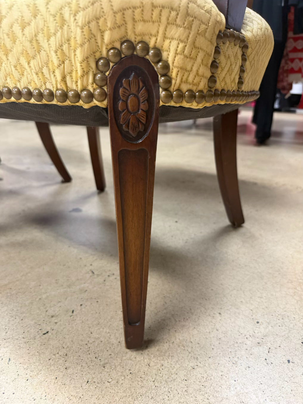 Wood Nail Head Pair Of Yellow Side Chairs