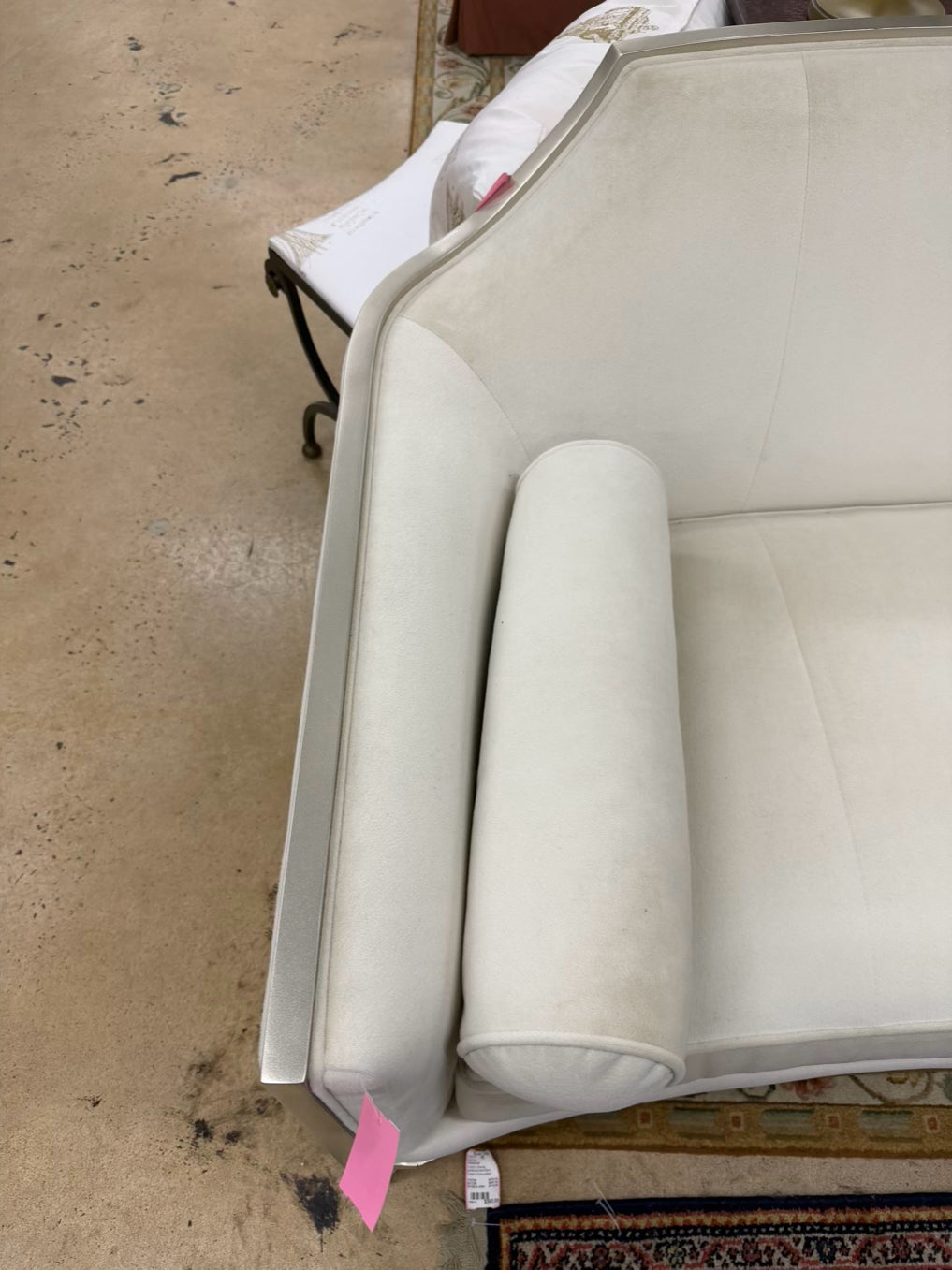 CARACOLE The Cats Meow White Velvet Sofa