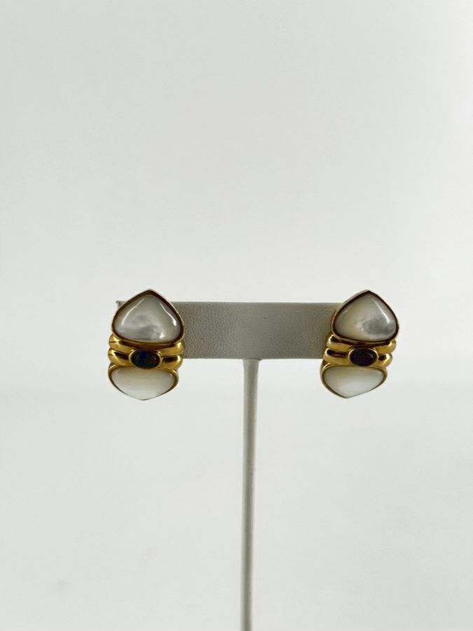 KYLO STERLING SILVER Gold Tone Gemstone Lever Back Earrings