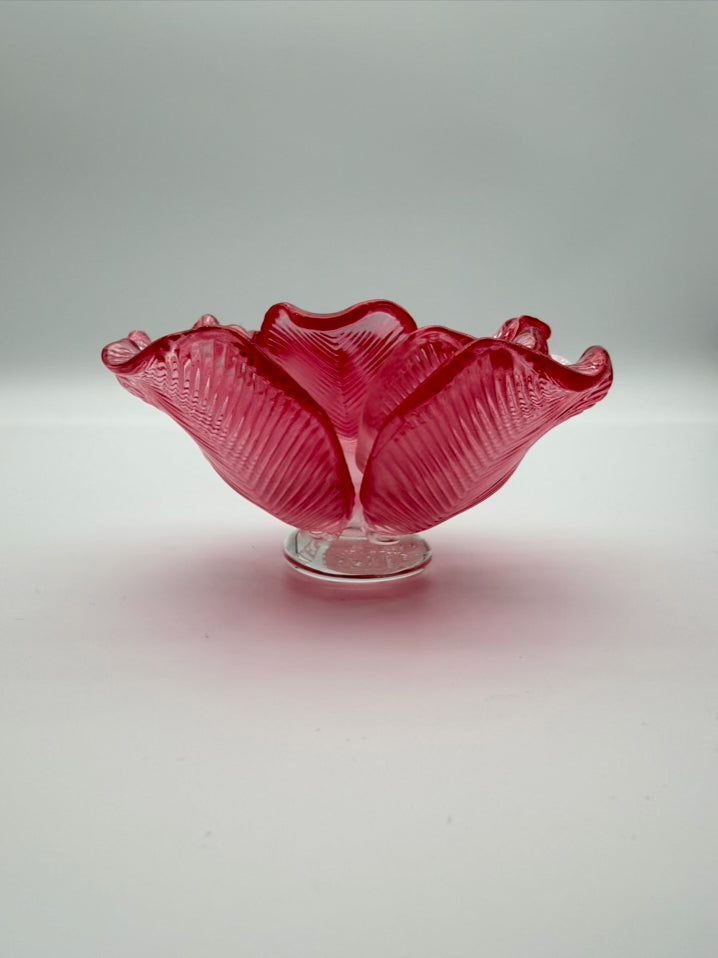 WATERFORD Pink Crystal Flower Paperweight