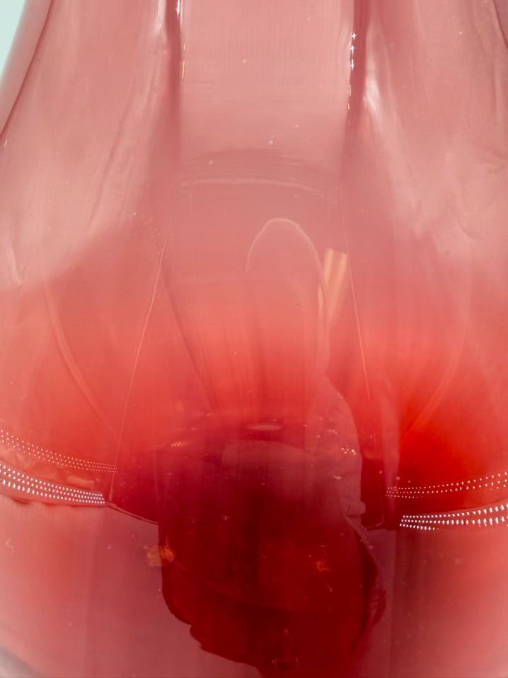 SIGNED Rose Glass Handblown Fusion Vase