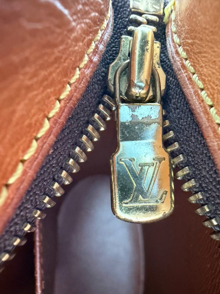 LOUIS VUITTON Brown Leather Monogram Crossbody Bag