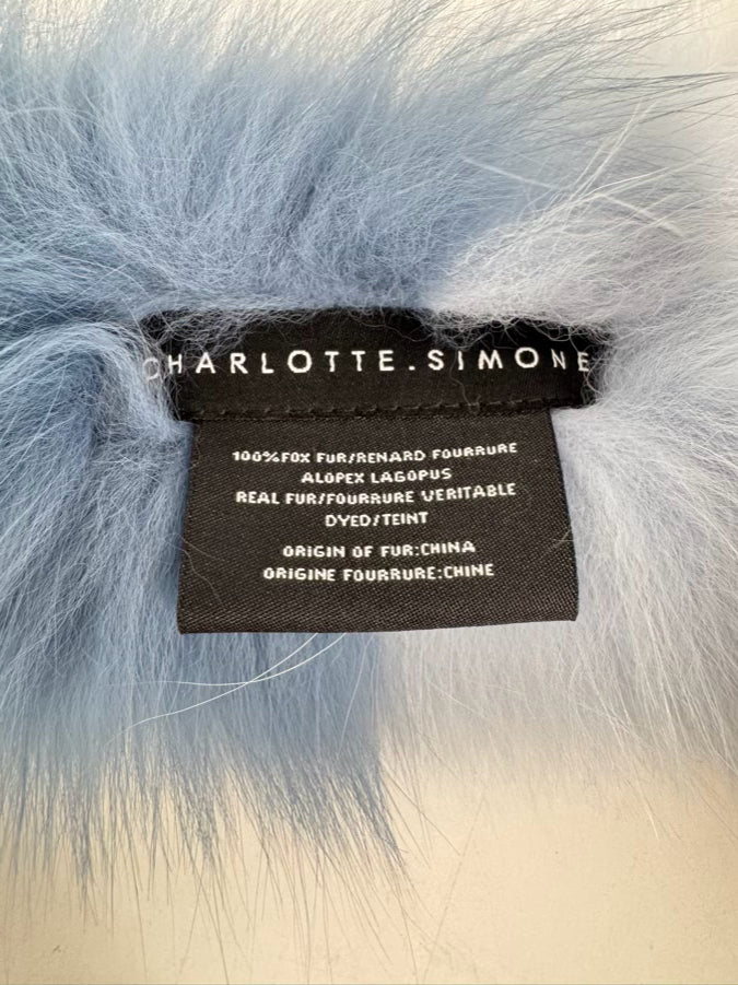 CHARLOTTE SIMONE Blue Two-Tone Fox Fur Dress Scarf
