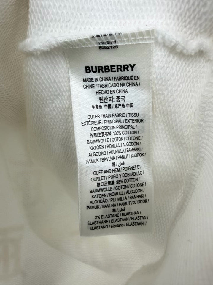 BURBERRY LONDON Wmn's Size M White & Beige Print Monogram Hoodie