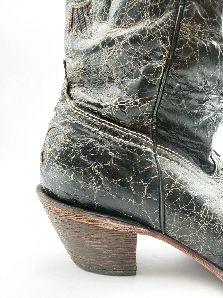 CORRAL WMNS Size 8.5 Black Leather Distressed Boots