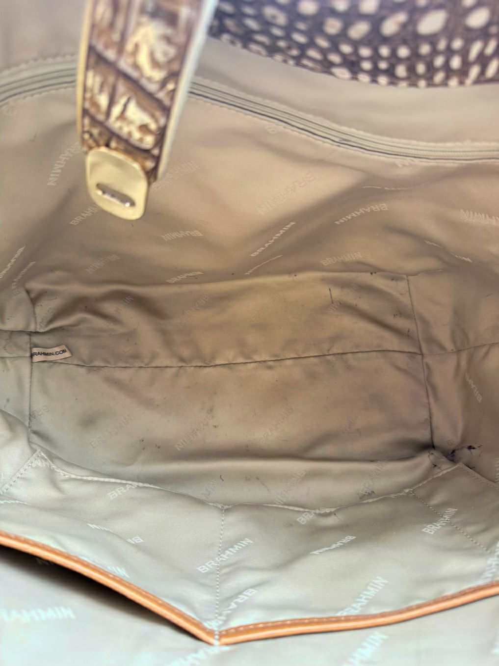 BRAHMIN Carla Leather Gold Embossed Tote