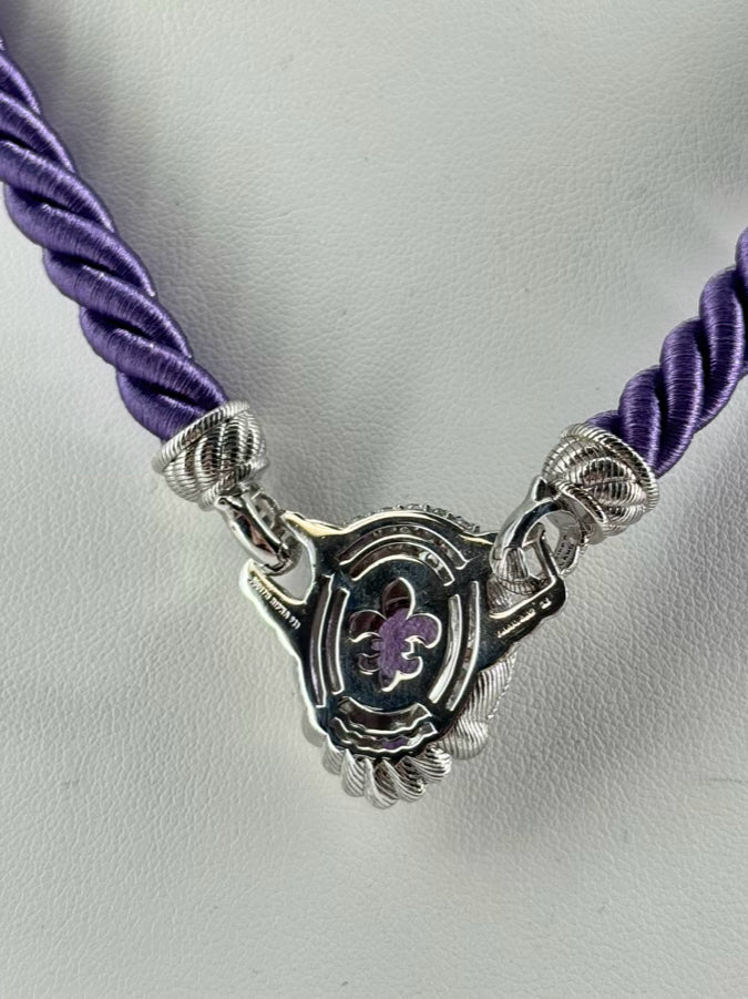 JUDITH RIPKA STERLING SILVER & Cubic Zirconia Purple Cord Necklace