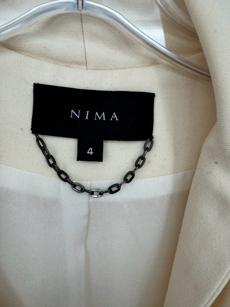 NIMA Size 4 Beige Wool Short Sleeve Blazer