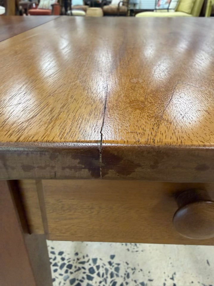 VINTAGE Light Pine Drop Leaf End Table
