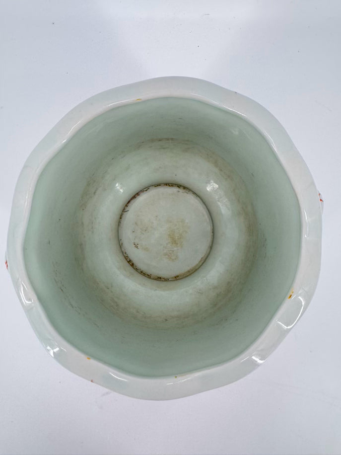 White & Rust Porcelain Foo Dogs Cachepot