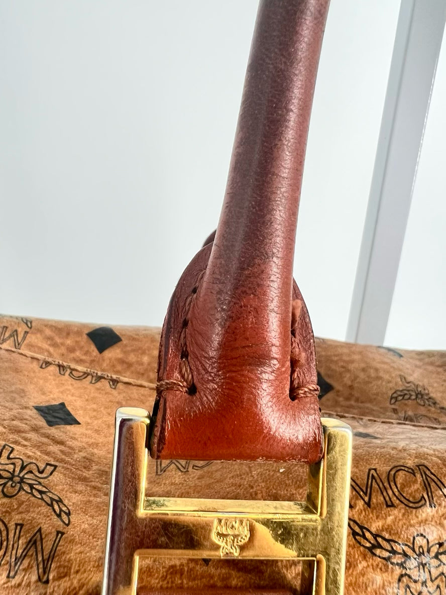 MCM Leather Cognac Monogram Purse