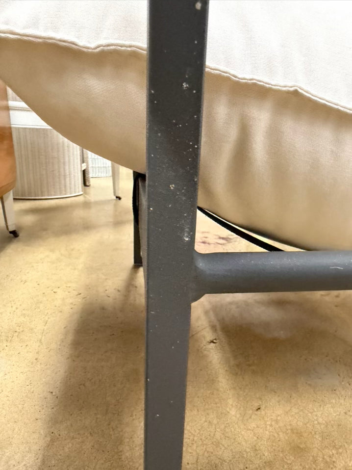 Gray Metal Lounge Outdoor Chair w/ Cream Cushion