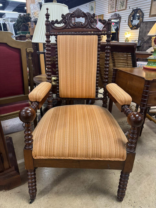 Wood & Salmon Upholstered English Bobbin Chair
