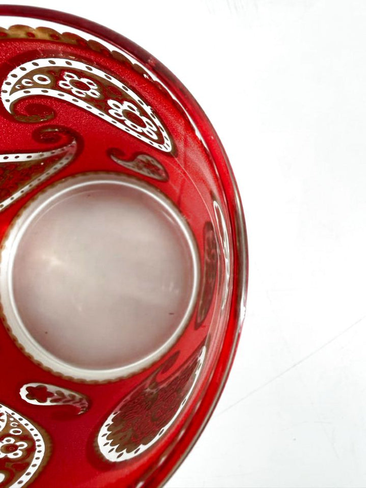 CULVER Red & Gold Glass Set Of 8 Drinking Glasses