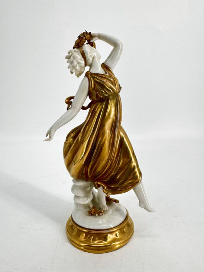ERNST BOHNE & SOHNE Gold & White Dancing Lady Figurine