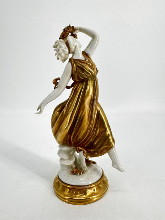 ERNST BOHNE & SOHNE Gold & White Dancing Lady Figurine