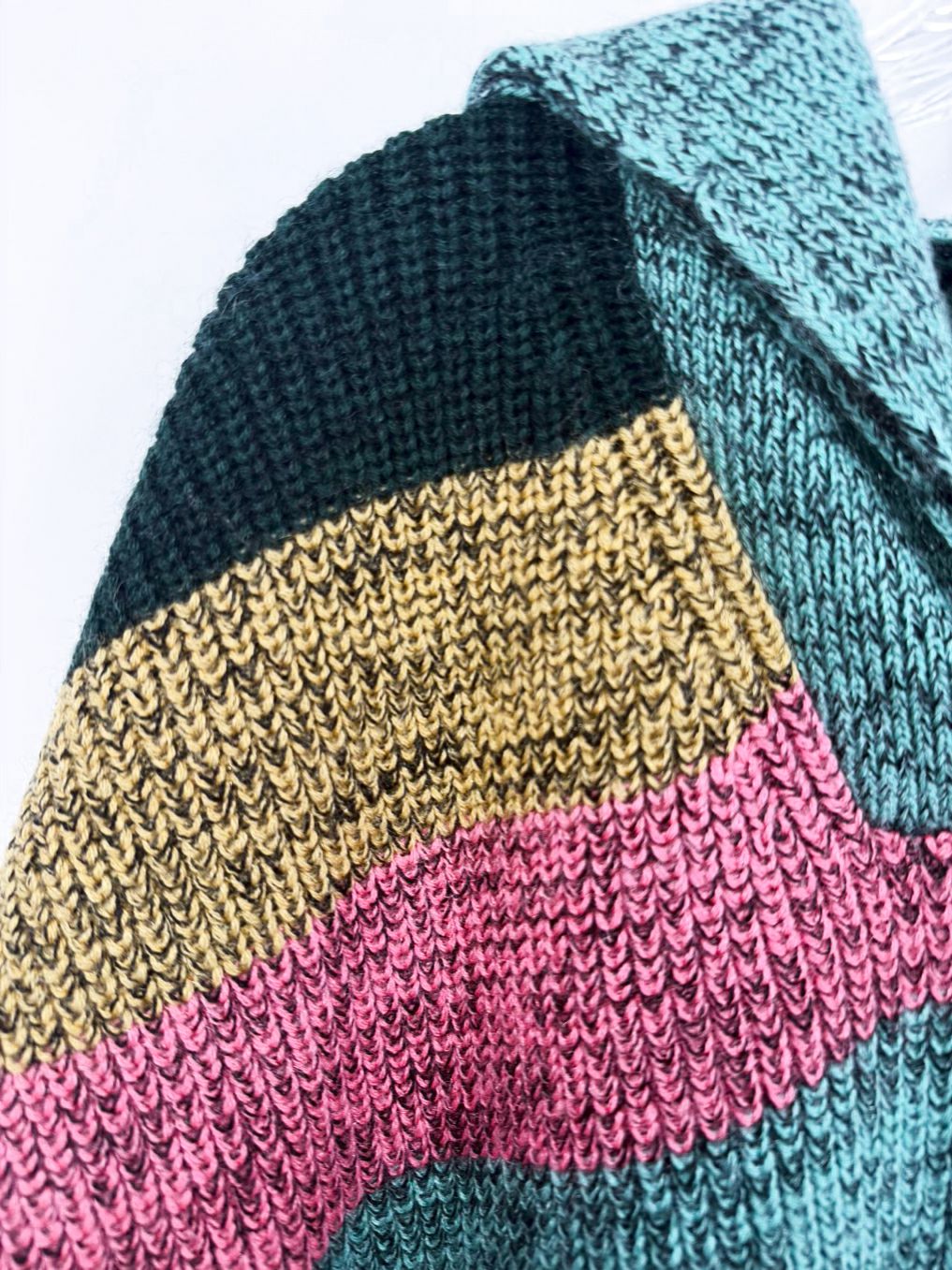 ANTHROPOLOGIE Size O/S Teal & Green Knit Quarter Zip Poncho