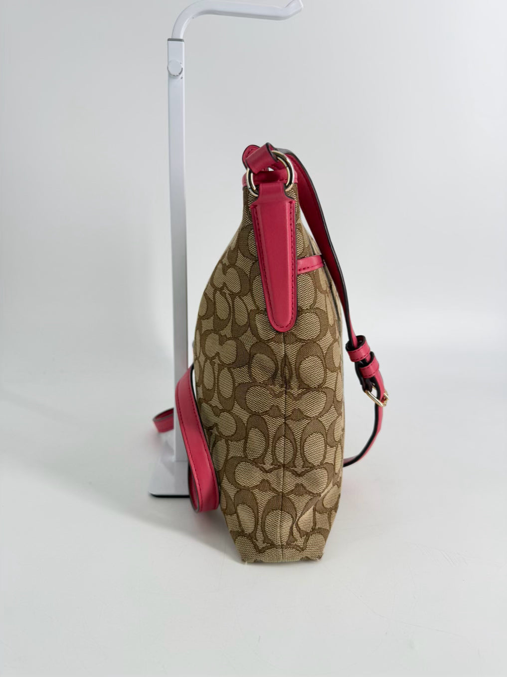 COACH Outline Signature File Brown & Pink Monogram Bag