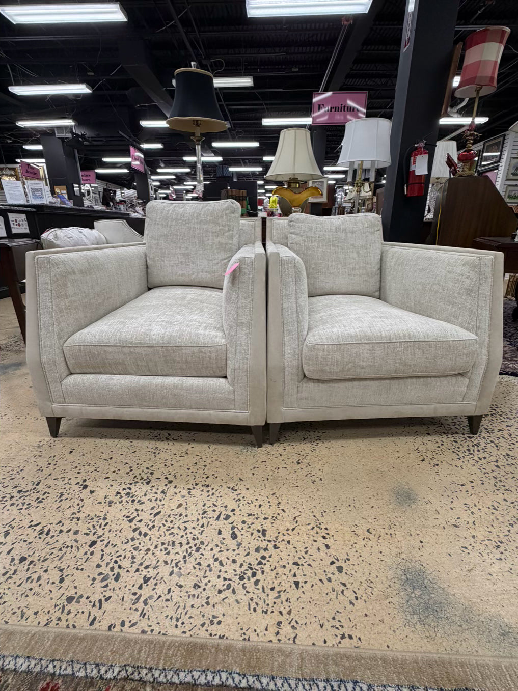 CARACOLE Limitless Chenille Sand Art Deco Pair Of Lounge Chairs