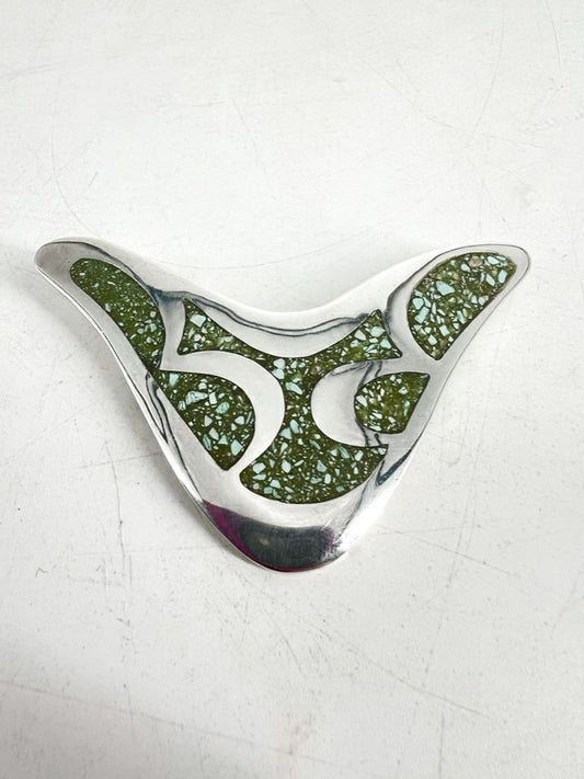 STERLING SILVER Gemstone Abstract Mosaic Brooch