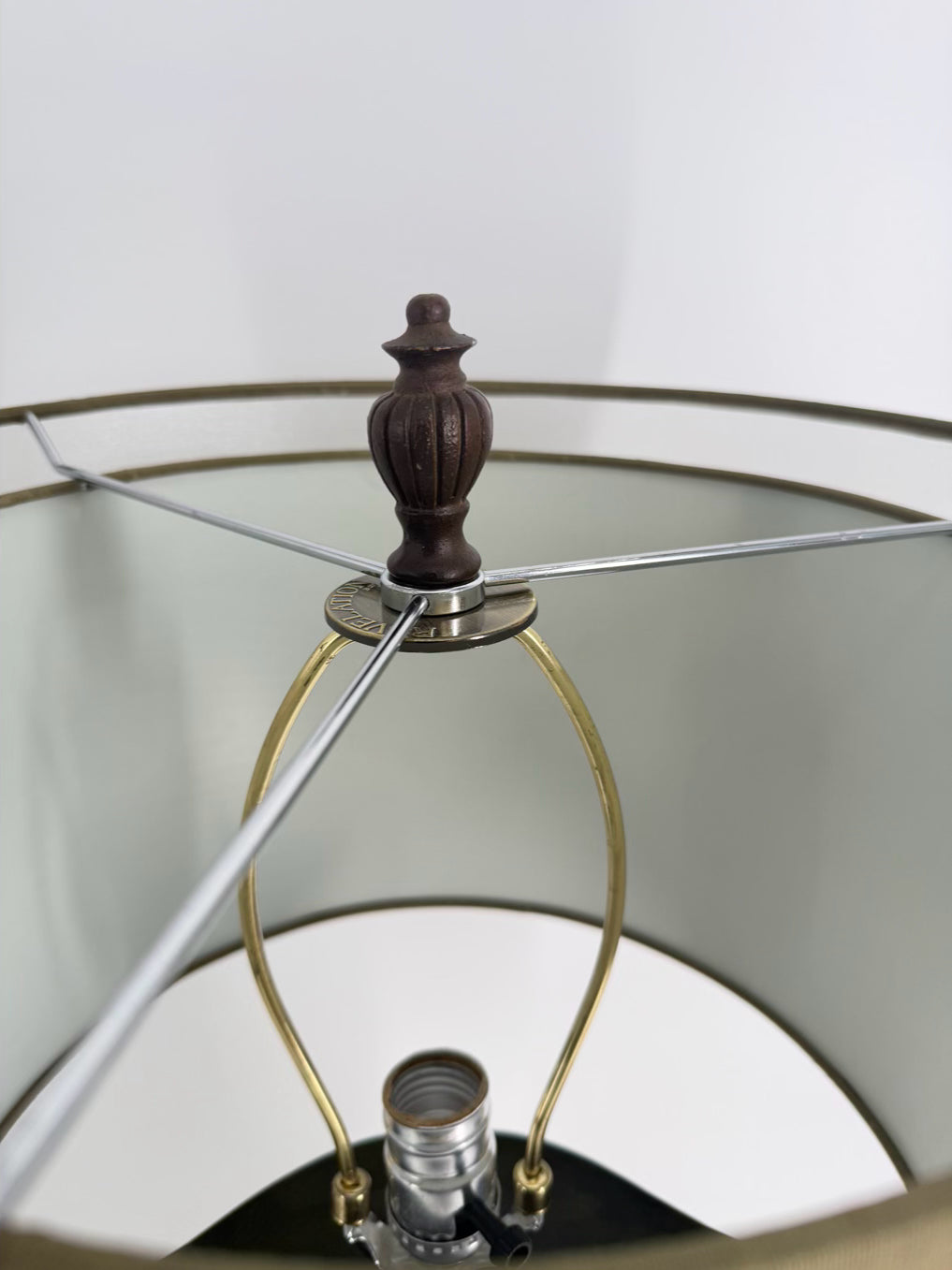 REVELATIONS Gold & Brown Orb Lamp w/ Gray Shade